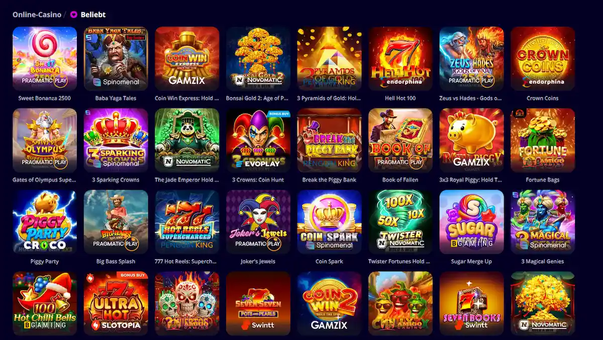 Auswahl an Video-Slots im Katalog von Slotoro